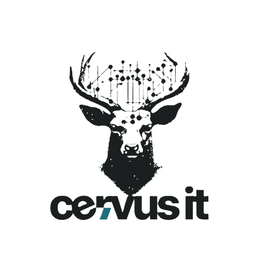 Cervus IT Logo - Ein Hirsch mit digitalem Geweih